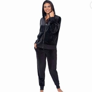 NWT Felina Black Velour Hoodie and Jogger Set